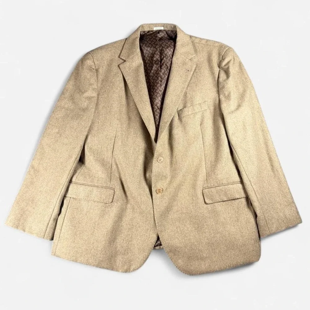 Joseph Abboud Beige Italian Wool Paisley Lined Sport Coat Size 46R